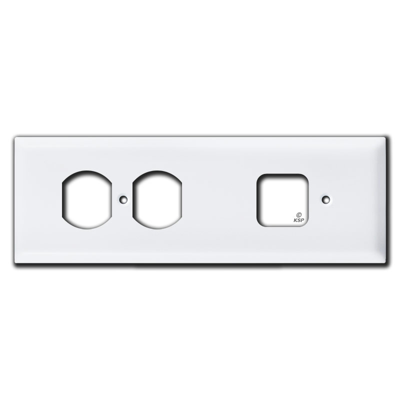 Tandem Duplex Outlet + Square Phone Jack Cover Wall Plates
