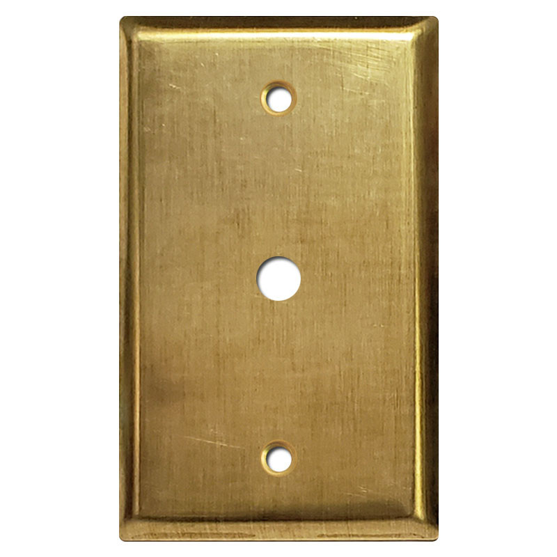 Coax TV Cable Cover Plate for .375'' Jack Raw Unlacquered Brass
