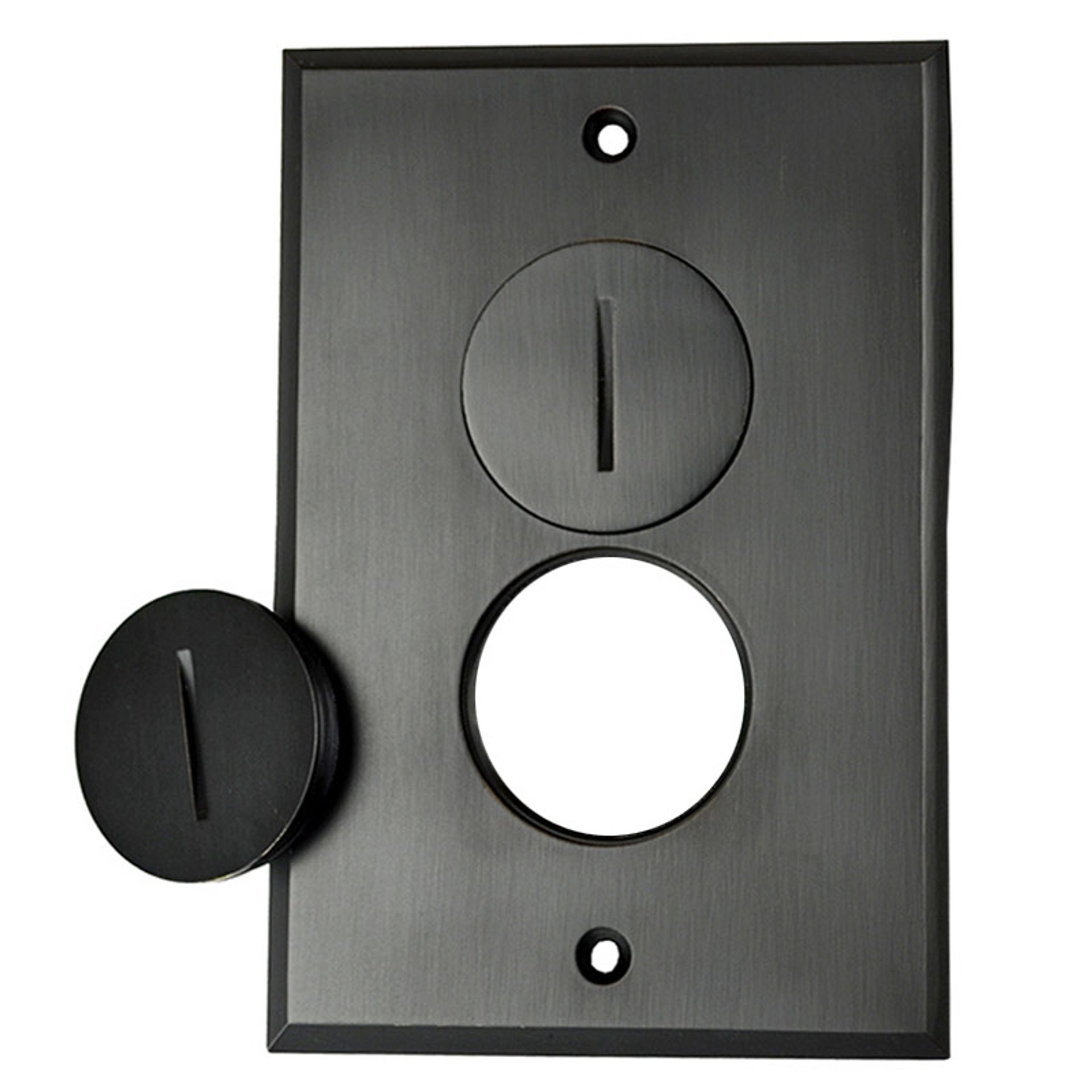 Recessed Floor Outlet Cover - Duplex Dark Bronze Plated Brass