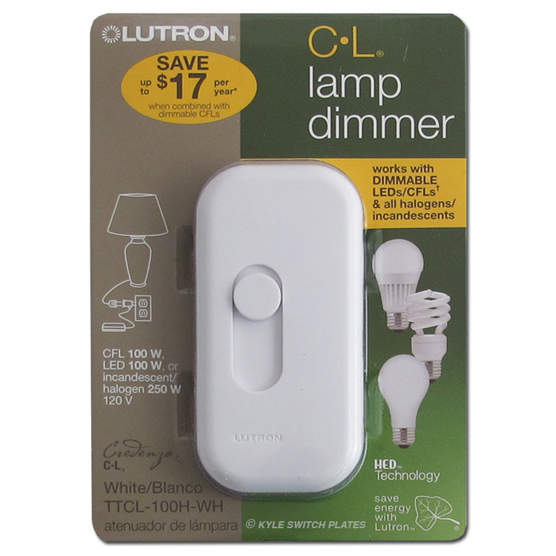 Inline Dimmer Switch for Lamp Plug In White Kyle Switch Plates