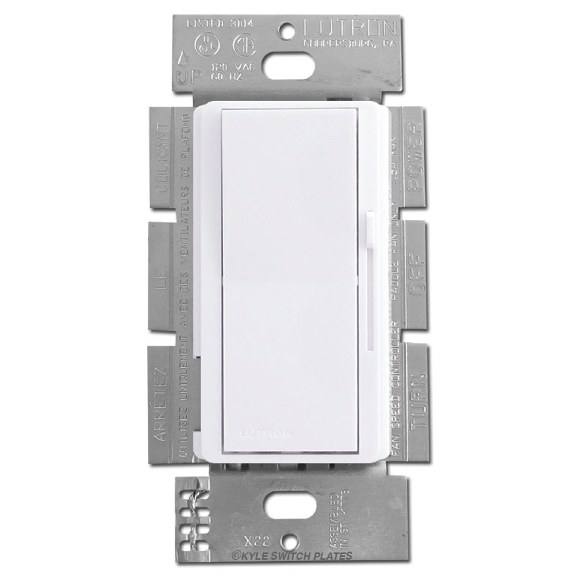 3Speed Ceiling Fan Switch Controller Single Pole or 3Way White