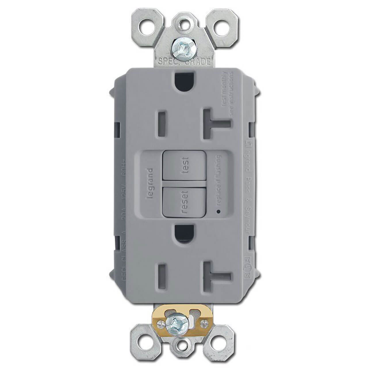 Gray Tamper Proof 20A GFCI Receptacles