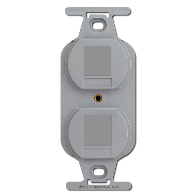 Gray filler inserts blank straps to change wall switch plates