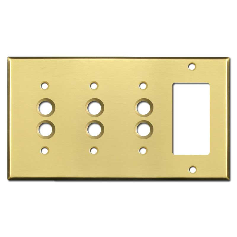 Three Gang Pushbutton Wall Cover Plates Satin Brass