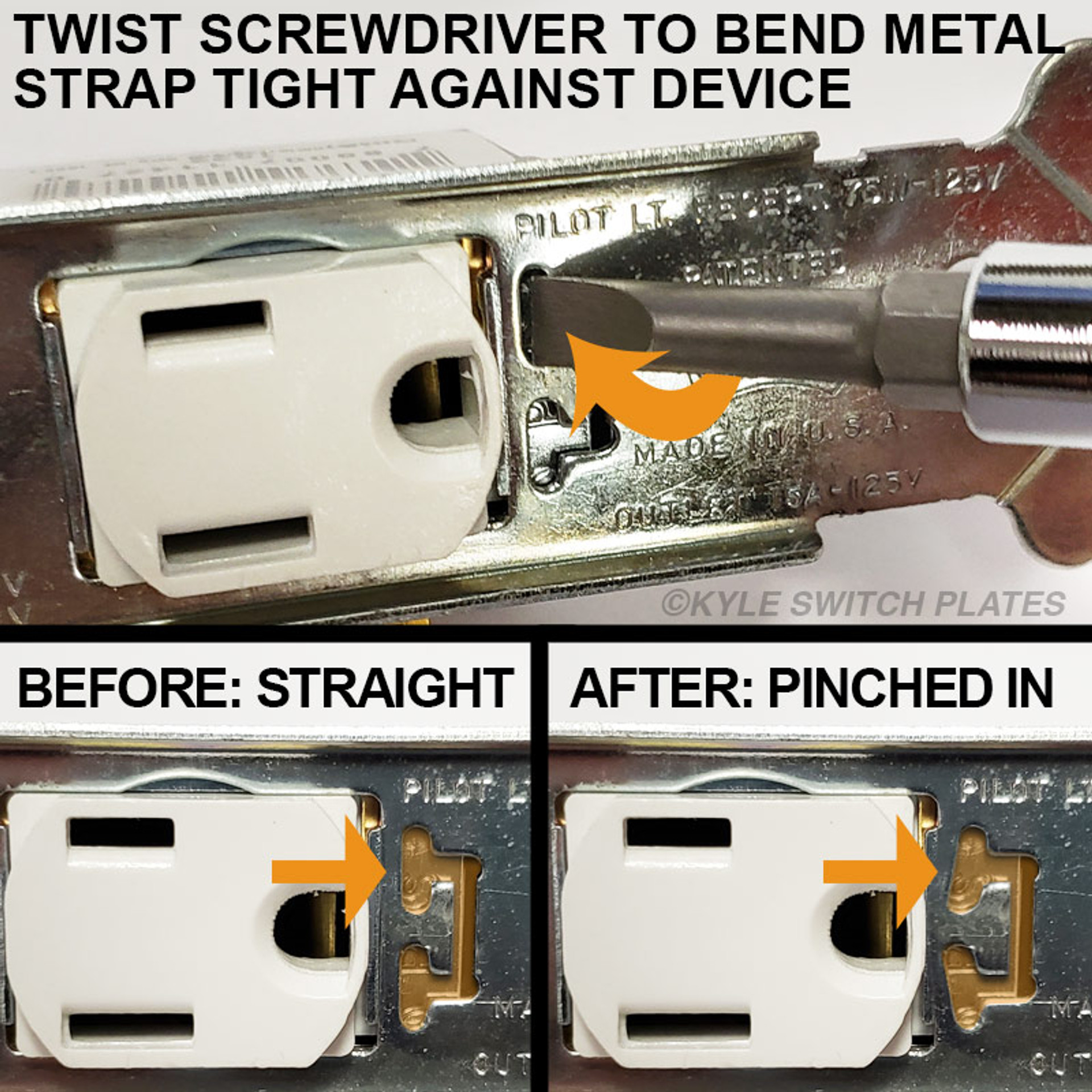 Vertical Despard Wall Plate Straps with Device Mounting Screw Holes