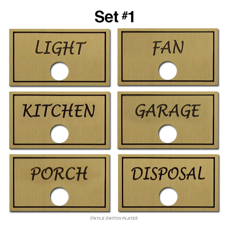 Brass Switch Identifier Name Tags for Switchplate Kyle Switch Plates