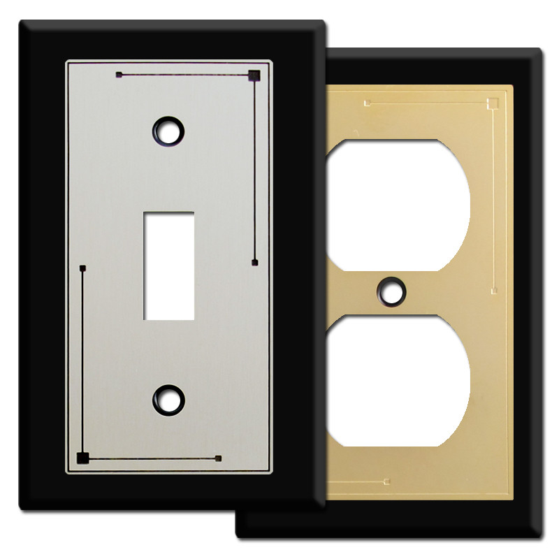 Classic Lines Metal Wall Plate Covers in Black Kyle Design