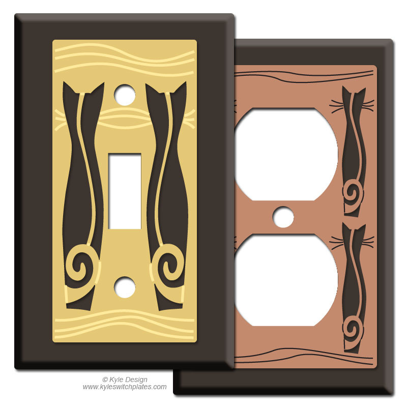 Sophisticated Cat Light Switch Wall Plates in Chrome Kyle Design