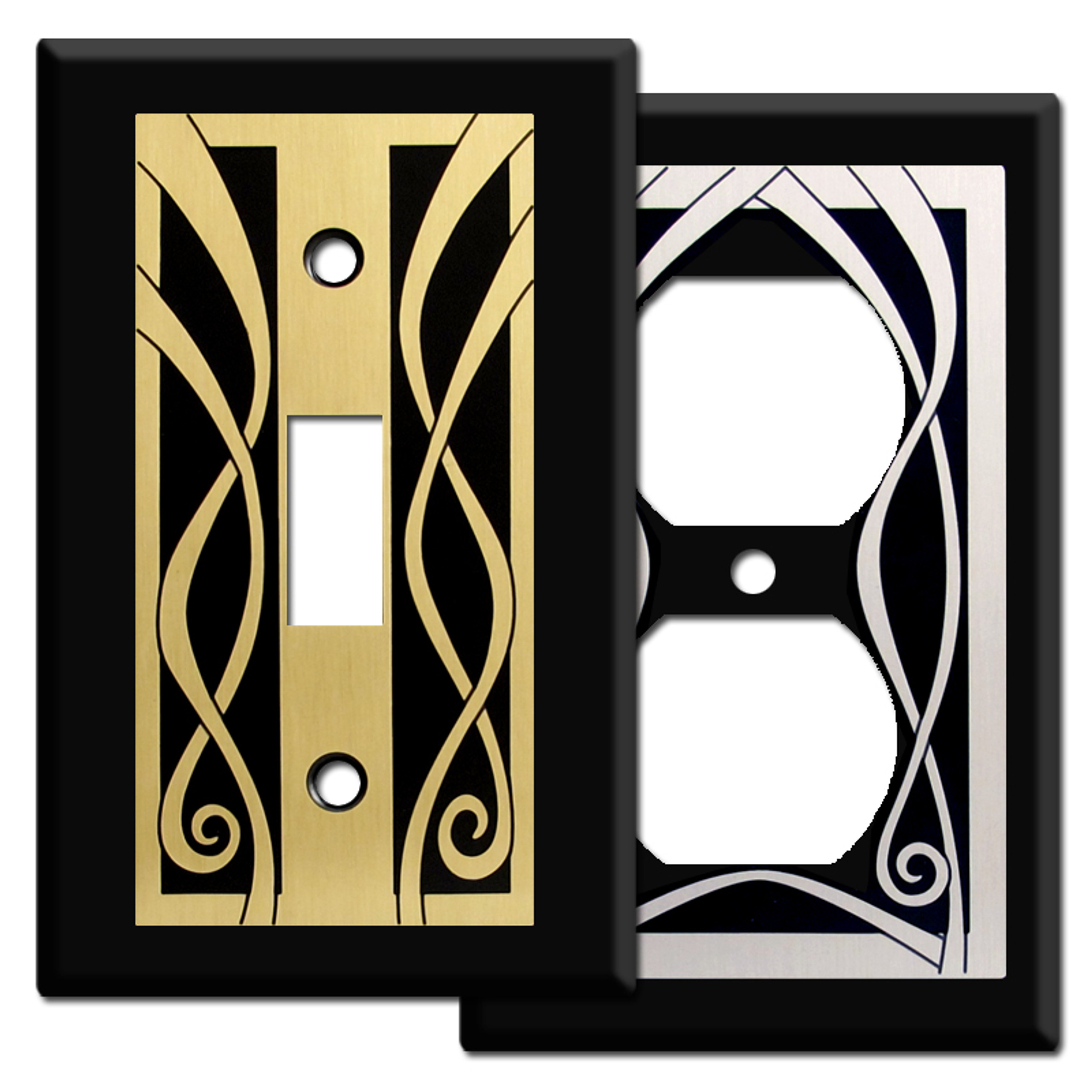 Ribbons Decorative Wall Switch Plates in Stainless Steel