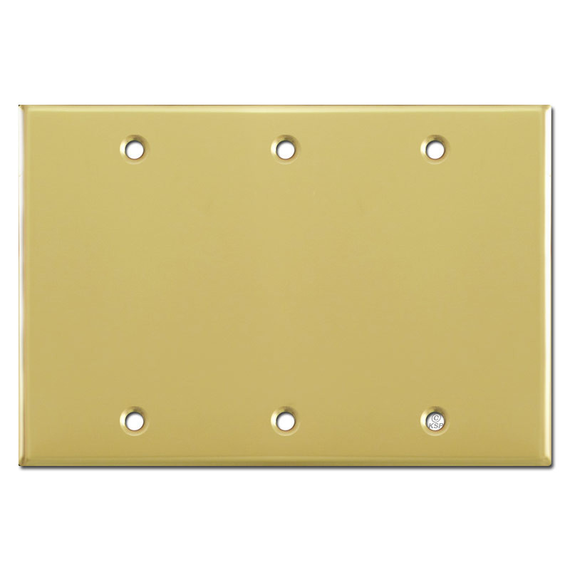 6 Gang Blank Wall Plate Cover Polished Brass