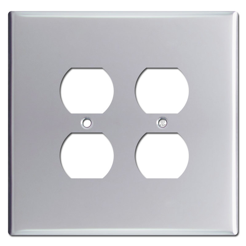 Jumbo Double Gang 4 Outlet Plug Switch Plates Polished Chrome