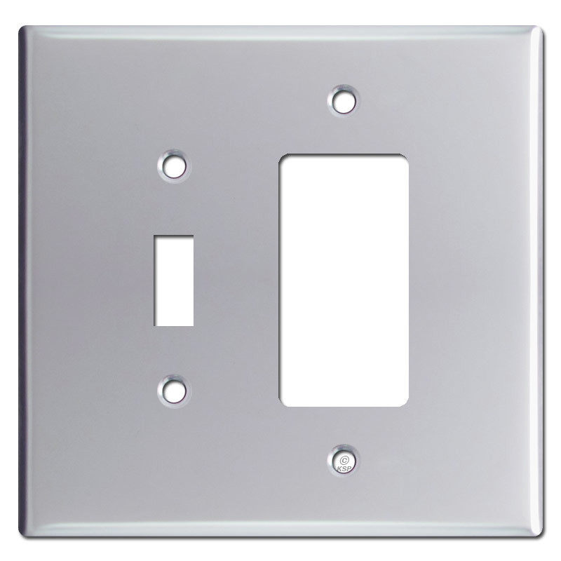 Oversized 1 Toggle 1 Rocker GFCI Outlet Covers Polished Chrome