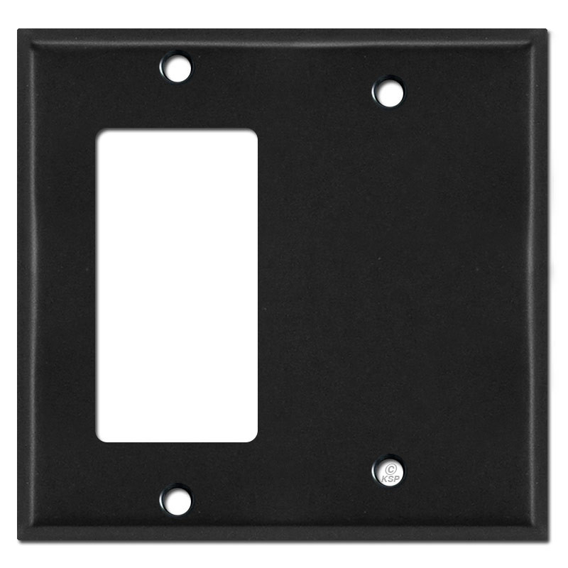 1 Decora Rocker & 1 Blank Combo Wall Switch Faceplates Black