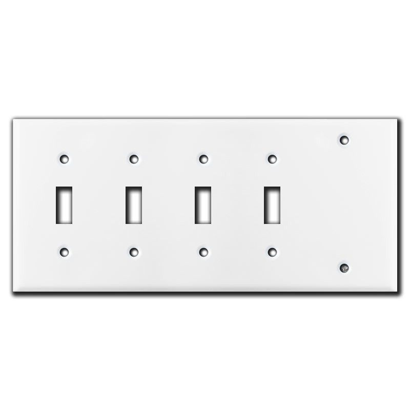 4-Gang 3-Toggle 1-Blank Switch Plates - White | Kyle Switch Plates