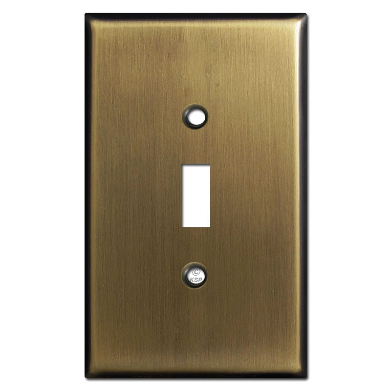Oversized Single Toggle Wall Plates Antique Brass