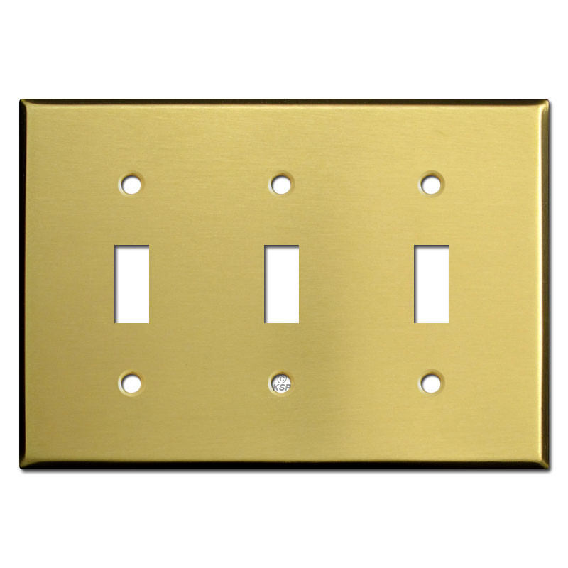 Triple Toggle Light Switch Plate Satin Brass