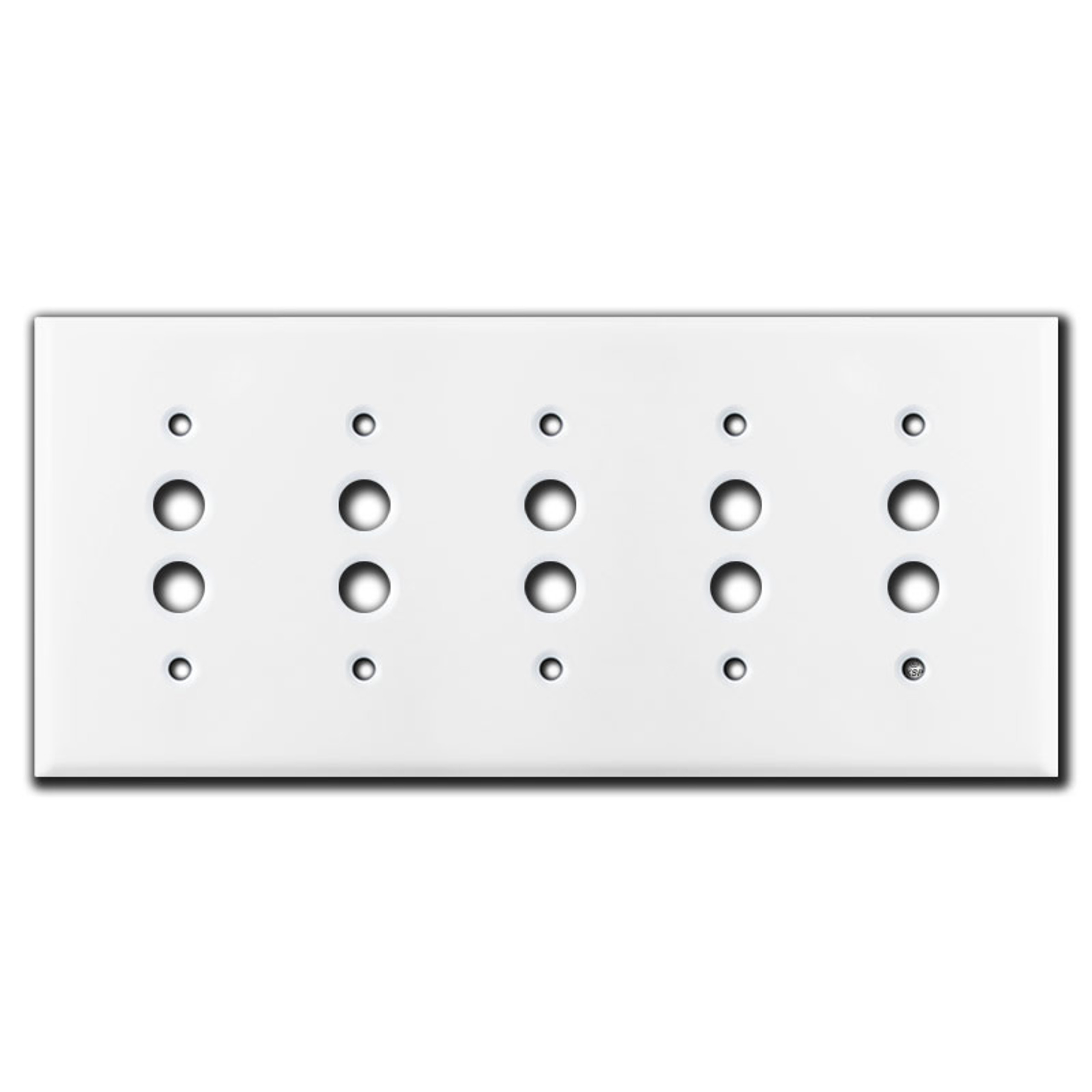 5 Gang Pushbutton Light Switch Plates White