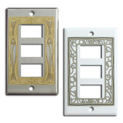 Decorative GE Old Low Voltage Three Switch Plate Covers