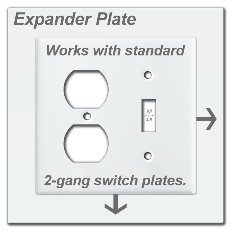 Jumbo 6'' x 6'' Light Switch Wall Plate Expander Extends Cover Size