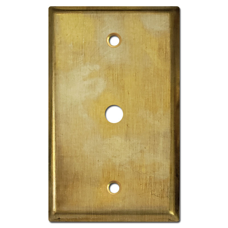 Coax TV Cable Cover Plate for .375'' Jack Raw Unlacquered Brass