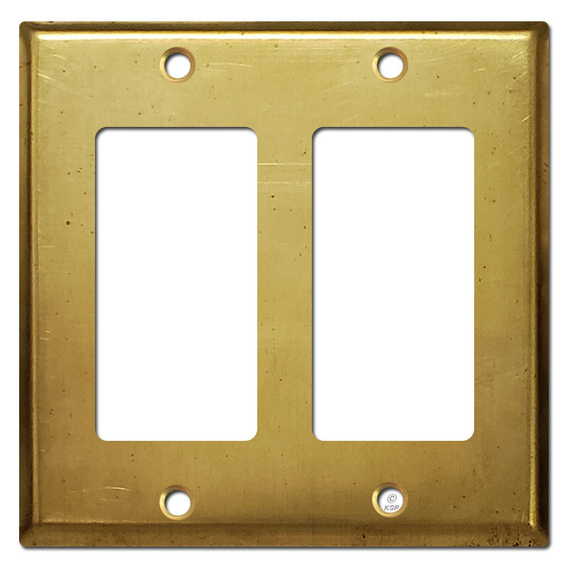 2 Rocker GFI Decora Outlet Cover Plate - Raw Natural Brass