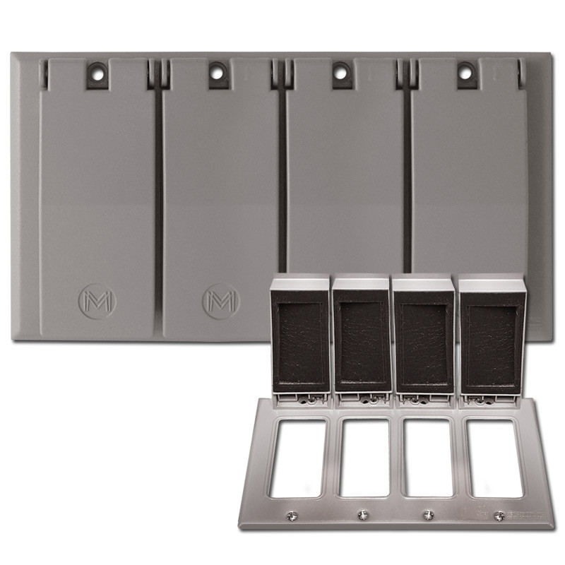 Weatherproof 4 Decor Wall Plate Covers for Wet Locations Aluminum