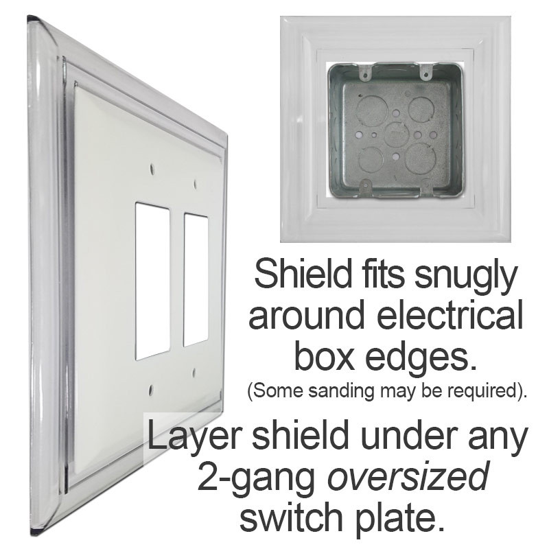 Raised 2Gang Deep Wall Switch Plate Extender Shields