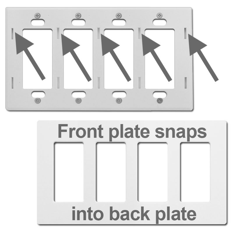 6 Decor Screwless Plastic Wall Switchplate Covers Lutron