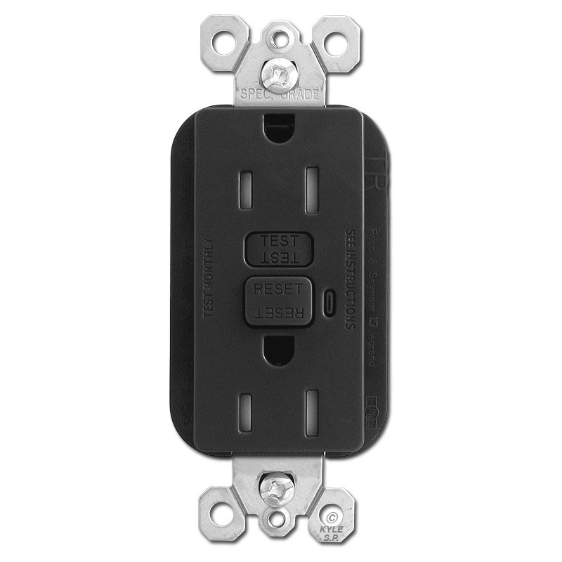 Black 20A GFCI Decora Receptacle Kyle Switch Plates