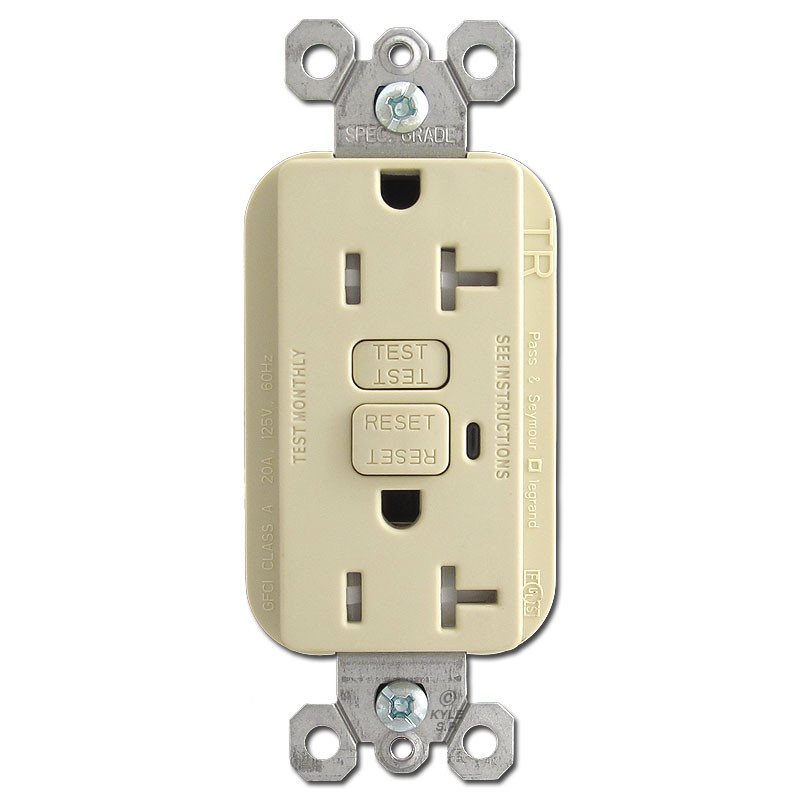 Ivory Tamper Resistant 20 Amp GFCI Duplex Receptacle