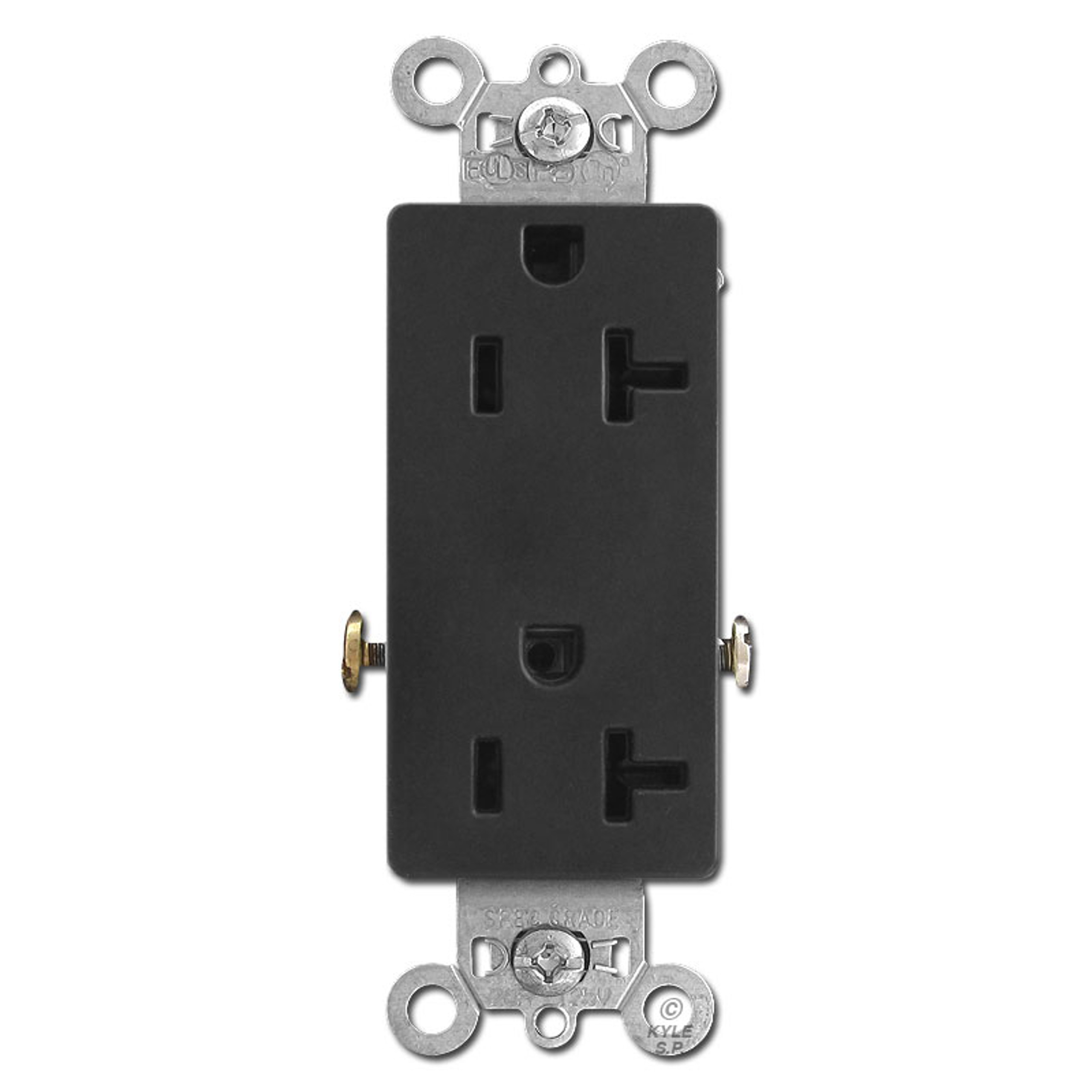 Black 20A Decora Outlet Receptacles Spec Grade