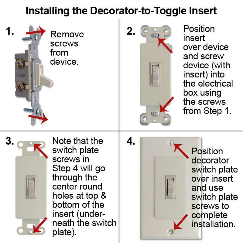 Decorator to Toggle Switch Plate Filler Insert Pass & Seymour 327