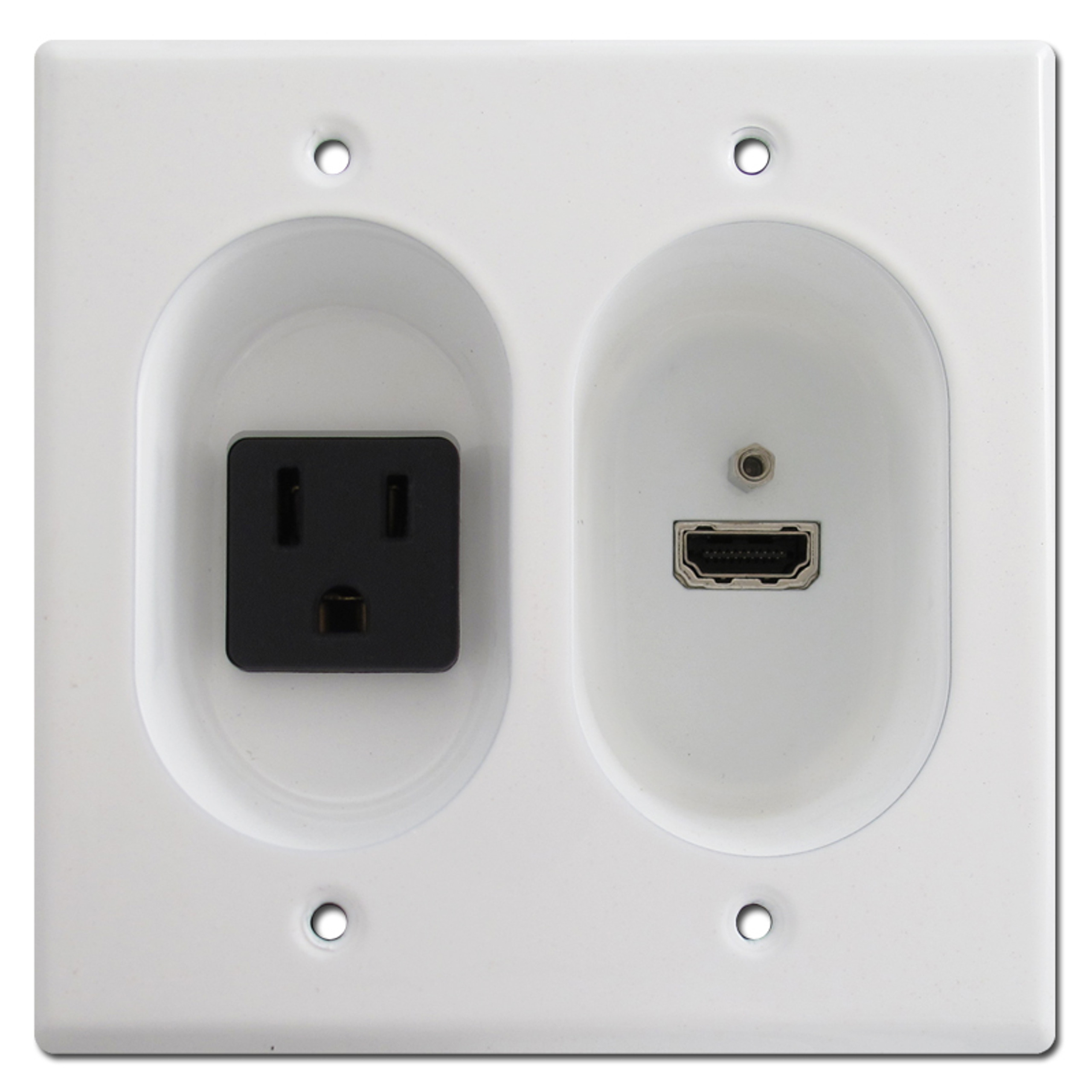 White Recessed 15A Receptacle and Hi Def HDMI Connection Port