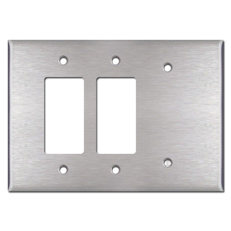 Oversized Four Gang Blank Wall Plate Cover Satin Stainless Steel