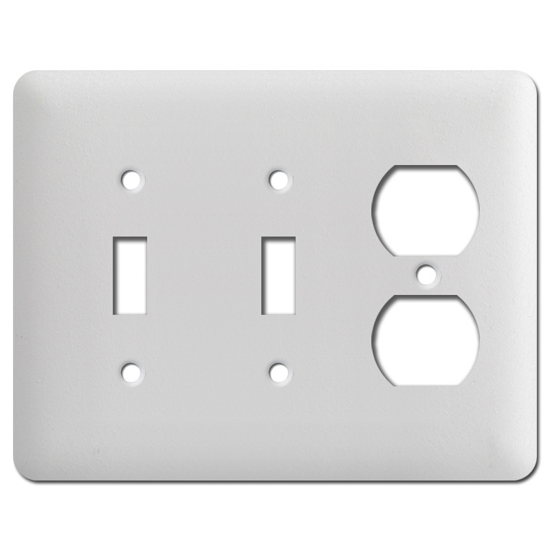 Tall 2 Toggle Duplex Receptacle Cover Plate Textured White