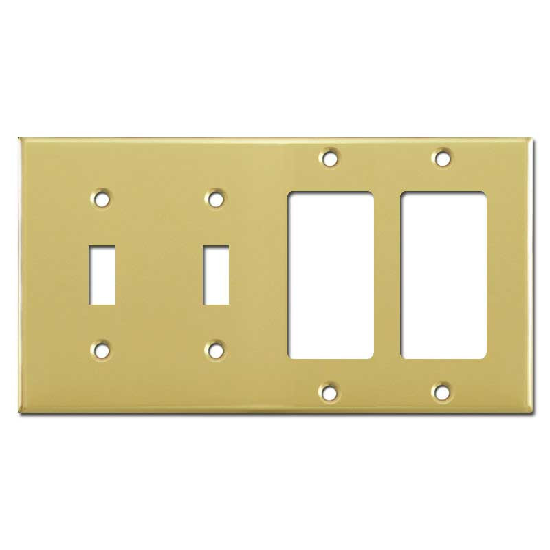 2 Rocker 2 Toggle Wall Switch Plate Polished Brass Kyle Switch Plates