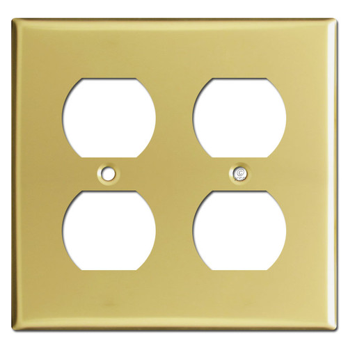 2 Gang Double Outlet Cover Plate -  Polished Brass