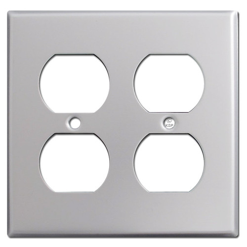 2 Duplex Outlet Switch Plate - Brushed Aluminum