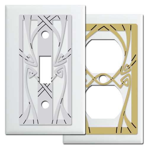 White Art Nouveau Switch Plate Covers