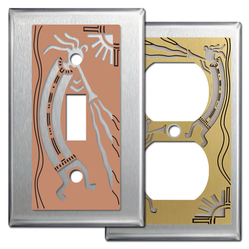 Stainless Steel Southwest Wall Plates with Kokopelli Design