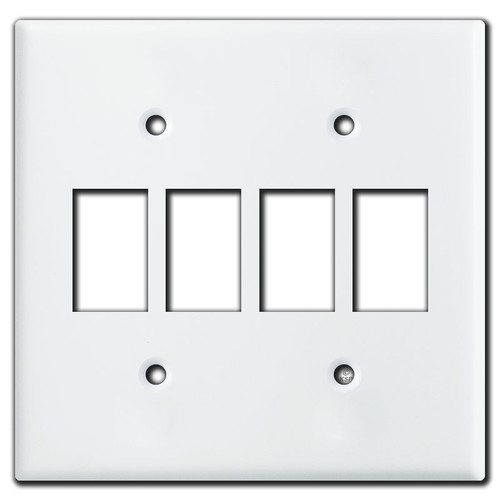 Low-Voltage Bracket Mount Wall Plates for 4 GE Light Switches - White