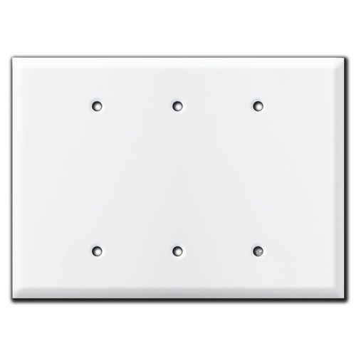 Oversized 3 Blank Electrical Wall Switch Plates - White