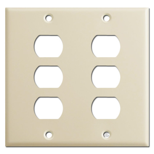 Double Gang Six Switch Despard Wall Plate Covers - Ivory