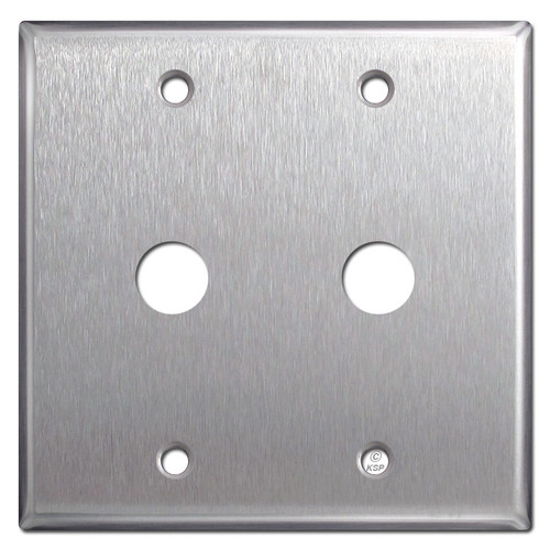 Double .625" Phone Cable Outlet Cover Plates - Satin Stainless Steel