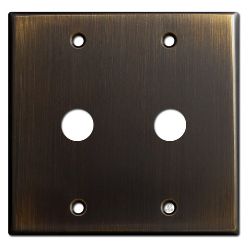 Two Gang 5/8" Phone Cable Wall Plate - Oil Rubbed Bronze