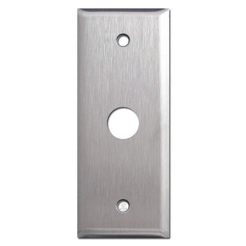 1.75" Narrow .625" Phone Cable Wall Plate - Satin Stainless Steel
