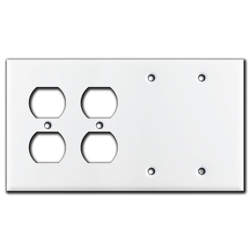 2 Duplex Outlets 2 Blank Combo Wall Switch Plates - White