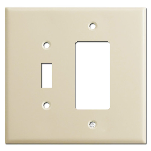 Jumbo 1 Toggle - 1 GFI Outlet Combination Switch Plates - Ivory