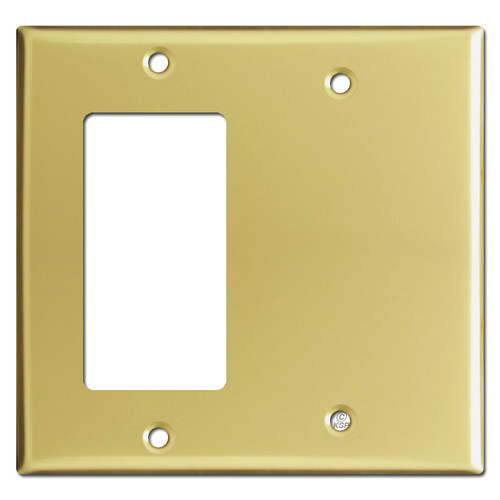 Jumbo 2 Double Rocker GFCI Decora Switch Plates - Polished Brass