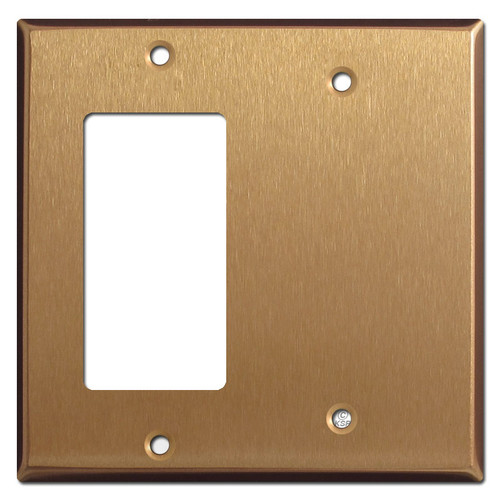 1 Decora Rocker Switch & 1 Blank Combo Wallplates - Satin Bronze